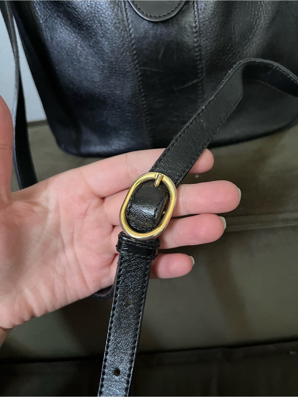 Bally Black Pebbled Leather Shoulder Bag with Gold Accents - Picture 6 of 10